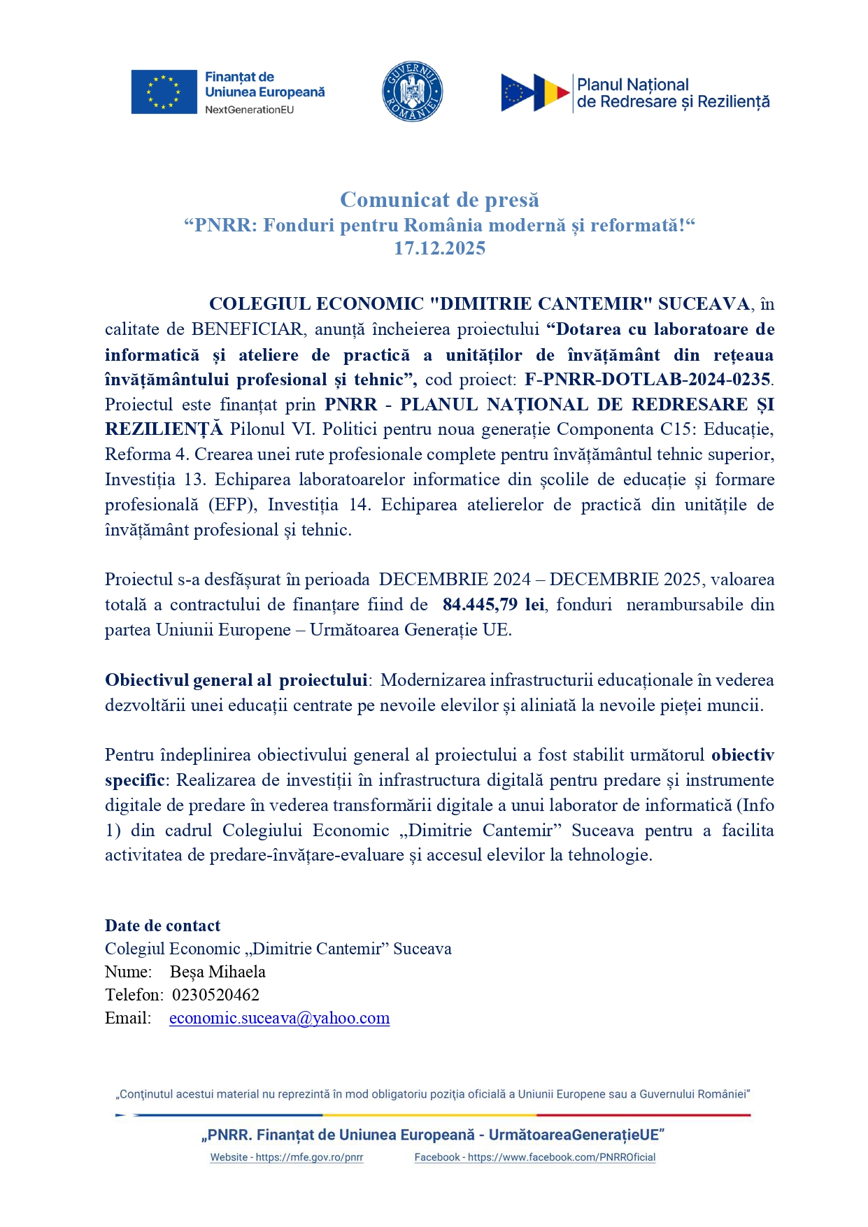 comunicat de presa text finalizare CEDCSV DOTLAB page 0001